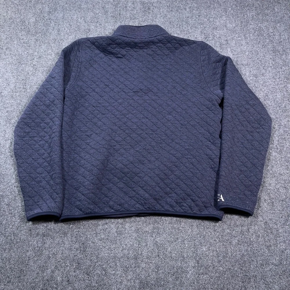 Marine Layer Quilted Quarter Zip Pullover Men Large NEA Graphic Navy Blue Preppy